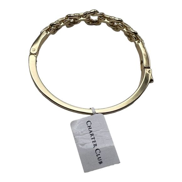 Charter Club Gold-Tone Pave Twisted Circle Bangle Bracelet Gift Box NWT - Picture 3 of 6